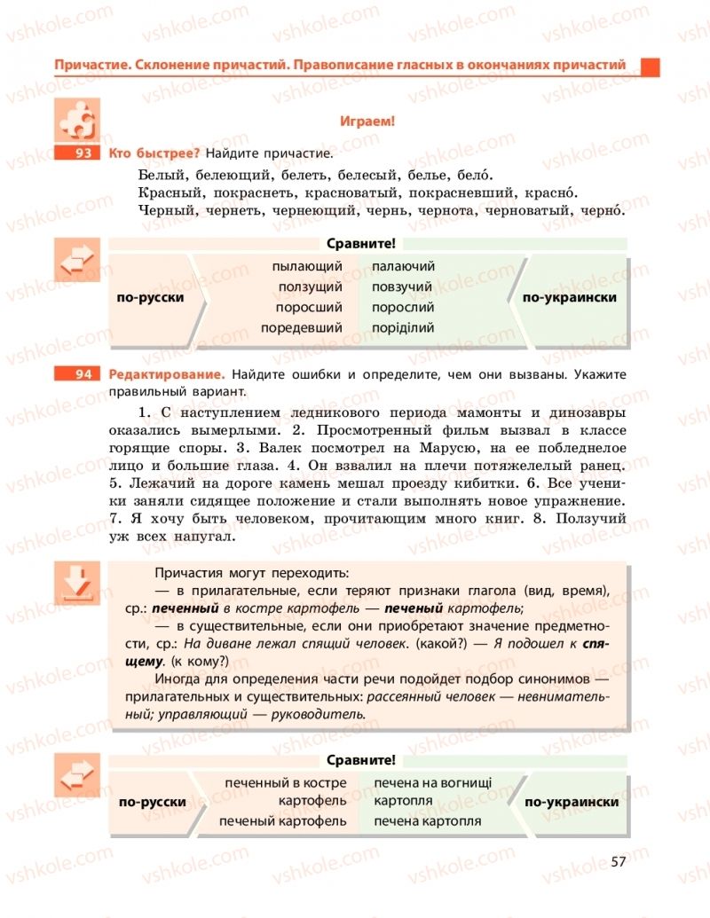 Страница 57 | Підручник Русский язык 9 клас Н.Ф. Баландіна 2017 5 год обучения