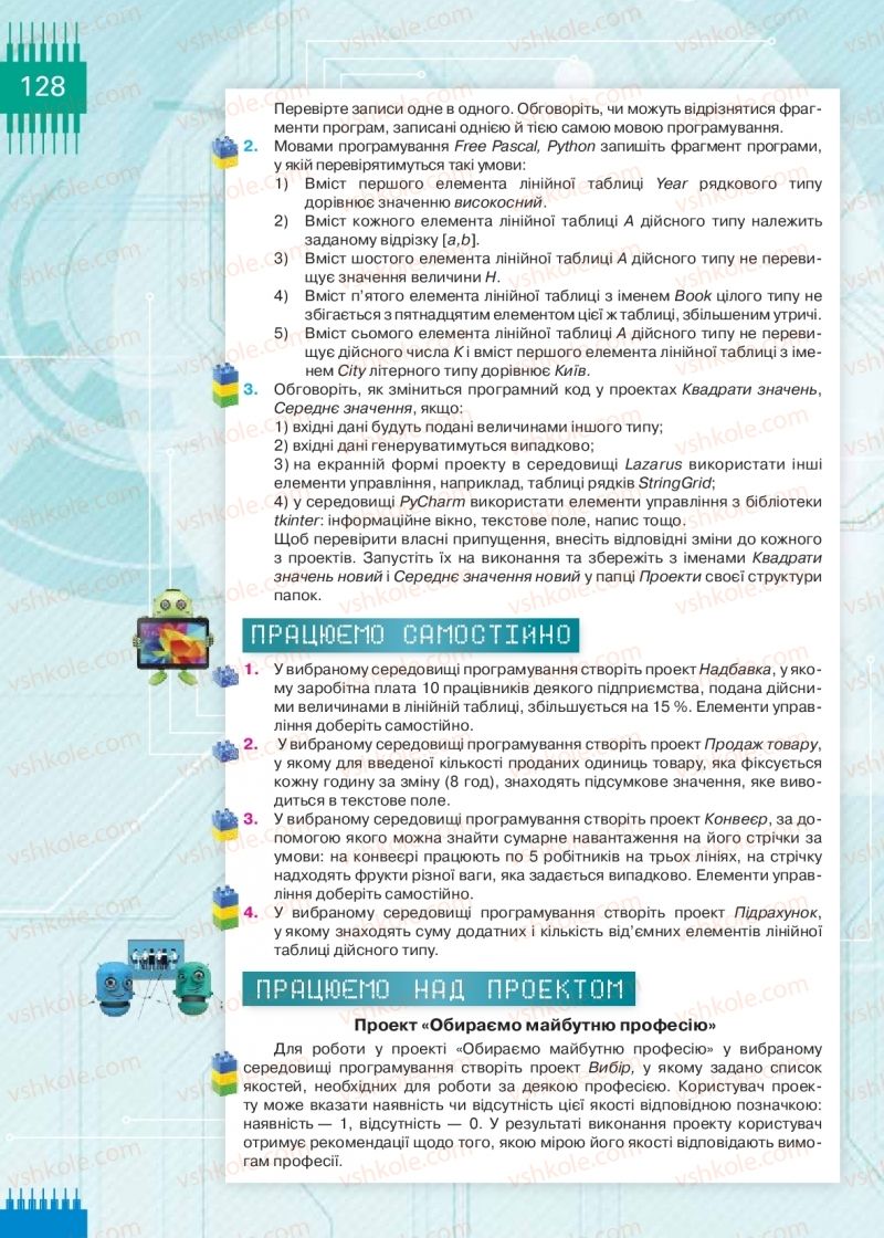 Страница 128 | Підручник Інформатика 9 клас Н.В. Морзе, О.В. Барна, В.П. Вембер 2017
