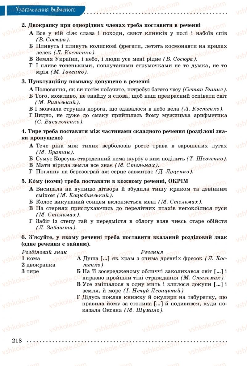 Страница 218 | Підручник Українська мова 9 клас О.В. Заболотний, В.В. Заболотний 2017