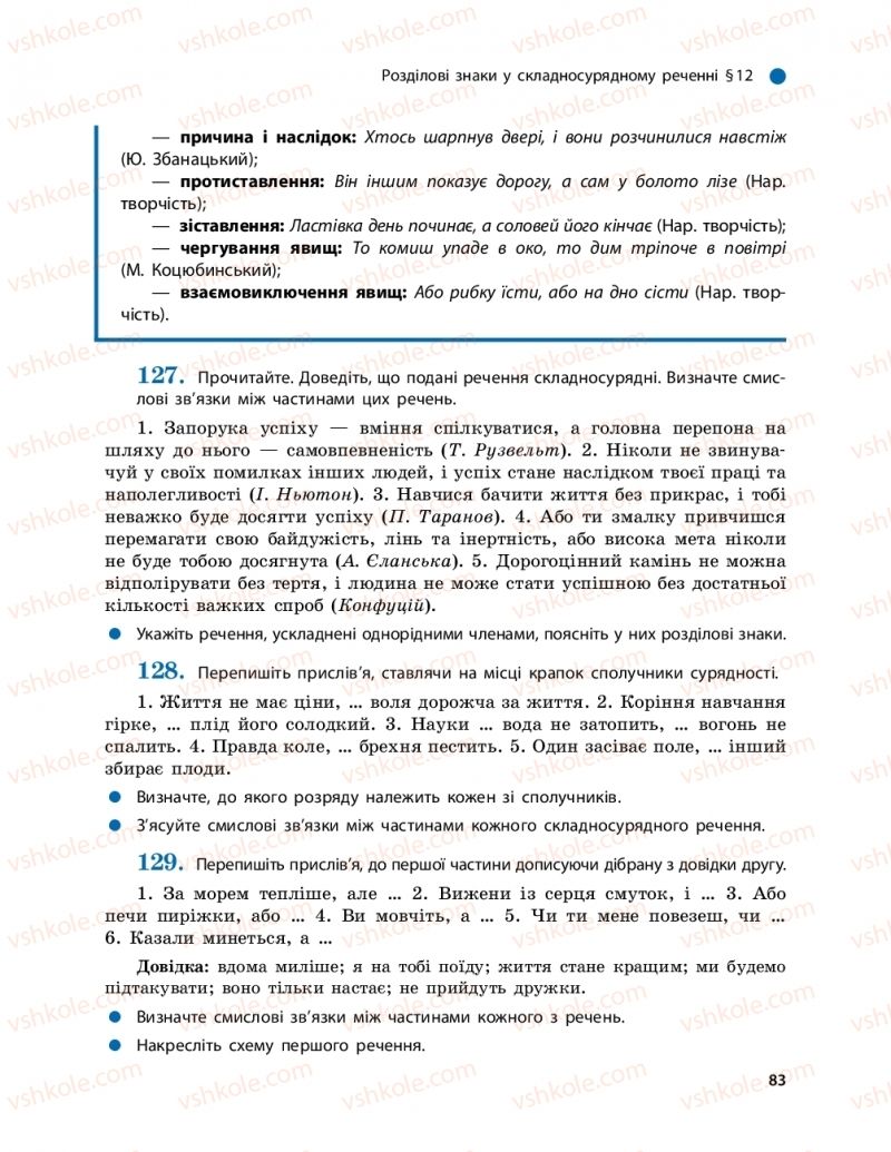 Страница 83 | Підручник Українська мова 9 клас О.П. Глазова 2017