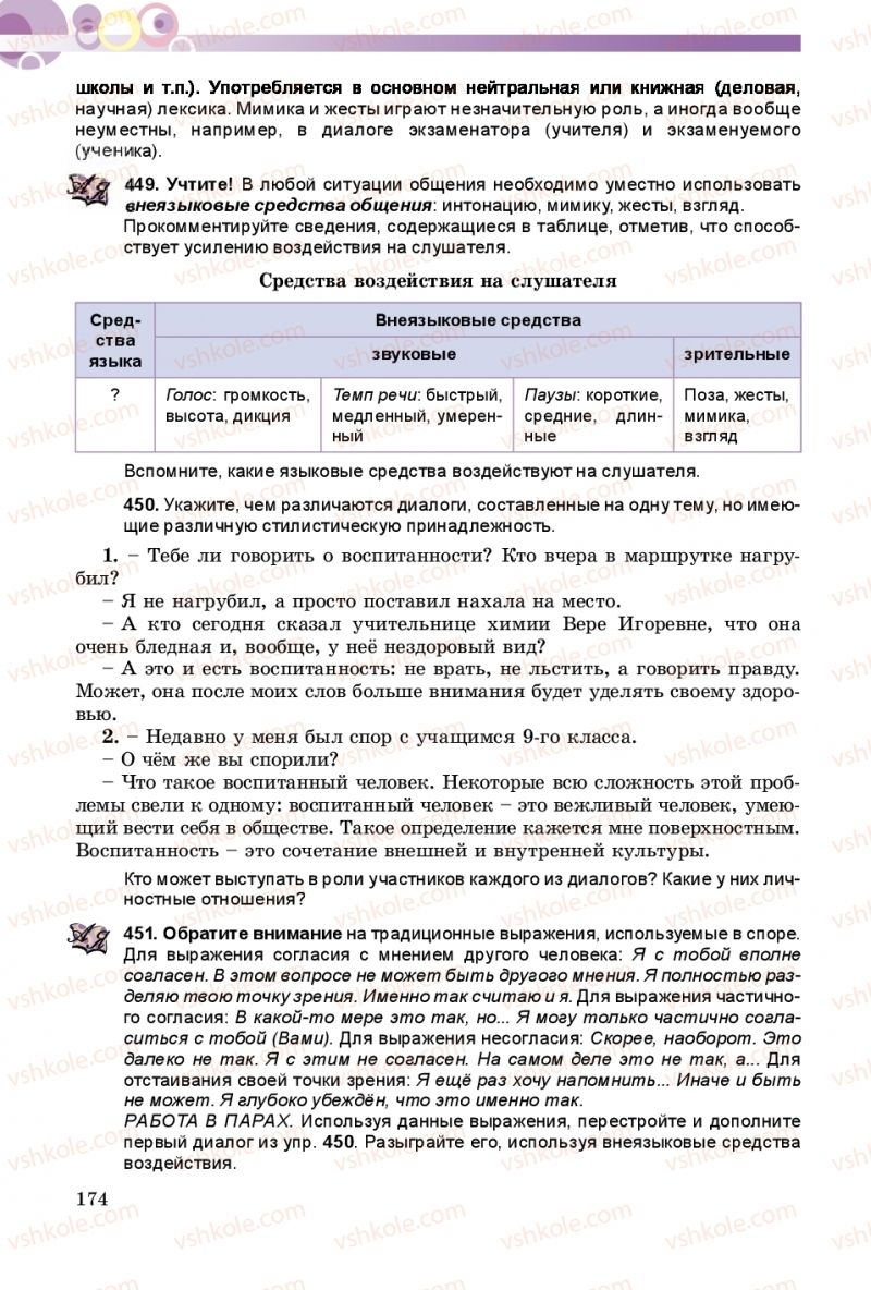 Страница 174 | Підручник Русский язык 9 клас Е.И. Самонова, А.Н. Приймак, И.В. Гайдаенко 2017 5 год обучения
