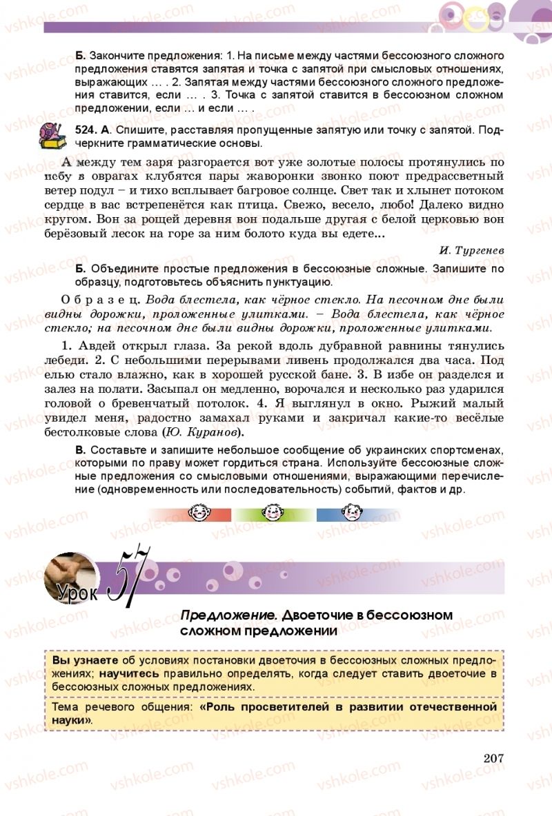 Страница 207 | Підручник Русский язык 9 клас Е.И. Самонова, А.Н. Приймак, И.В. Гайдаенко 2017 5 год обучения