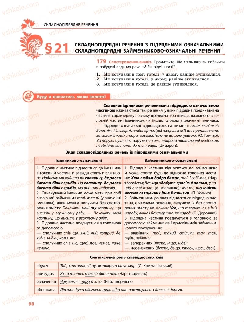 Страница 98 | Підручник Українська мова 9 клас О.В. Караман, О.М. Горошкіна 2017 Поглиблене вивчення