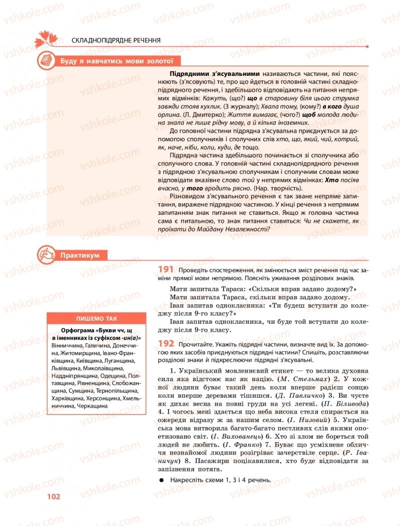 Страница 102 | Підручник Українська мова 9 клас О.В. Караман, О.М. Горошкіна 2017 Поглиблене вивчення