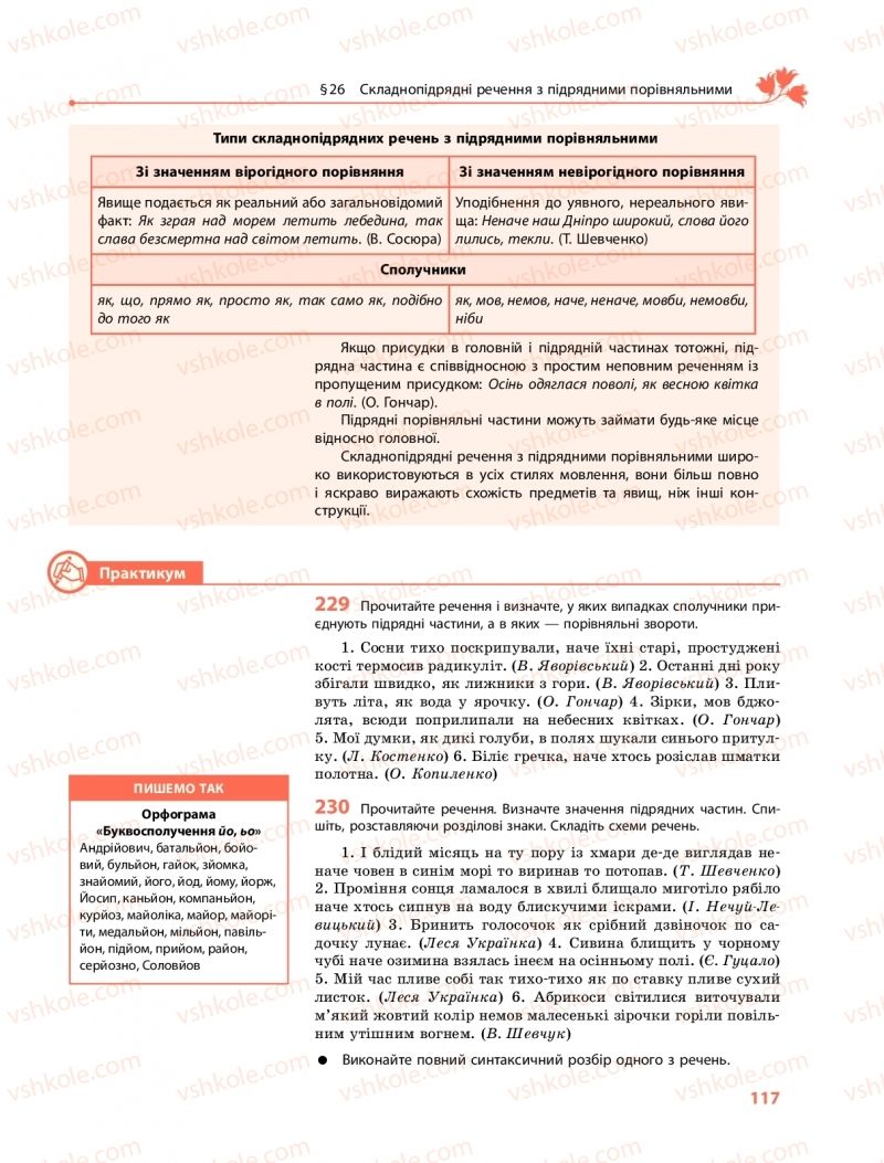 Страница 117 | Підручник Українська мова 9 клас О.В. Караман, О.М. Горошкіна 2017 Поглиблене вивчення