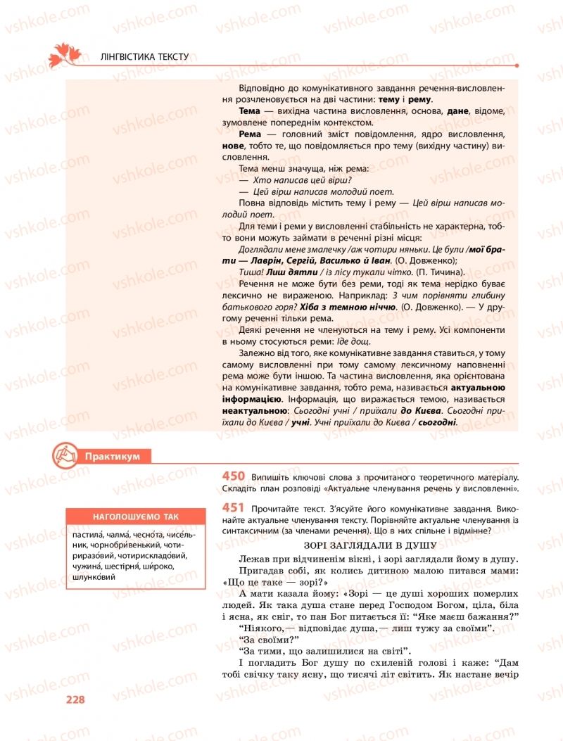 Страница 228 | Підручник Українська мова 9 клас О.В. Караман, О.М. Горошкіна 2017 Поглиблене вивчення