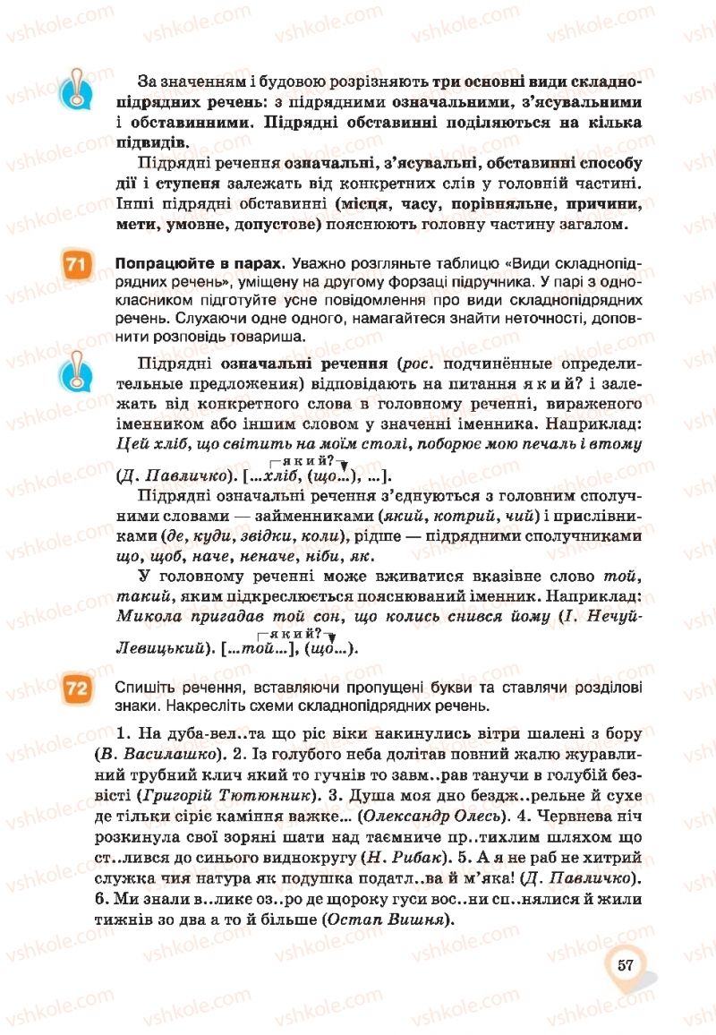 Страница 57 | Підручник Українська мова 9 клас А.А. Ворон, В.А. Солопенко 2017