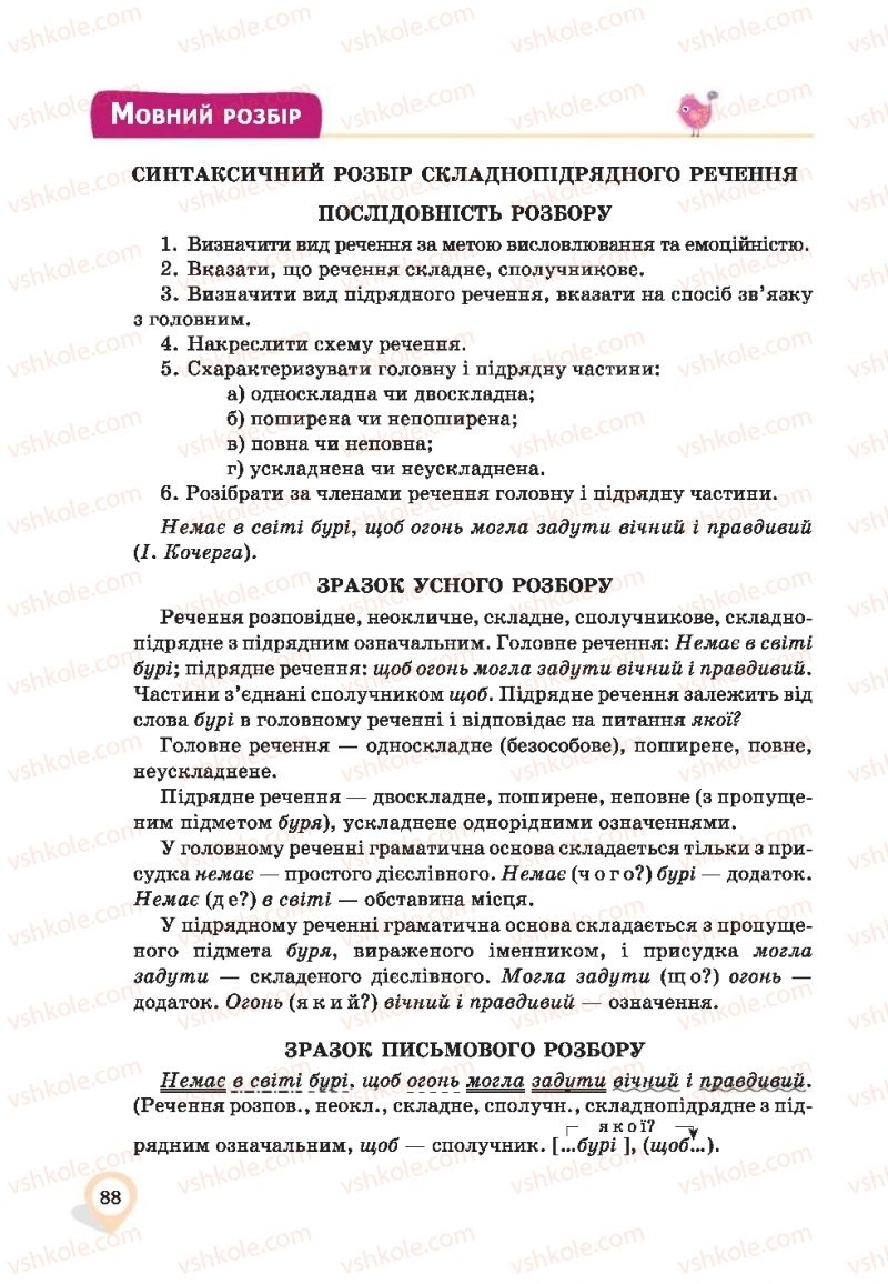Страница 88 | Підручник Українська мова 9 клас А.А. Ворон, В.А. Солопенко 2017