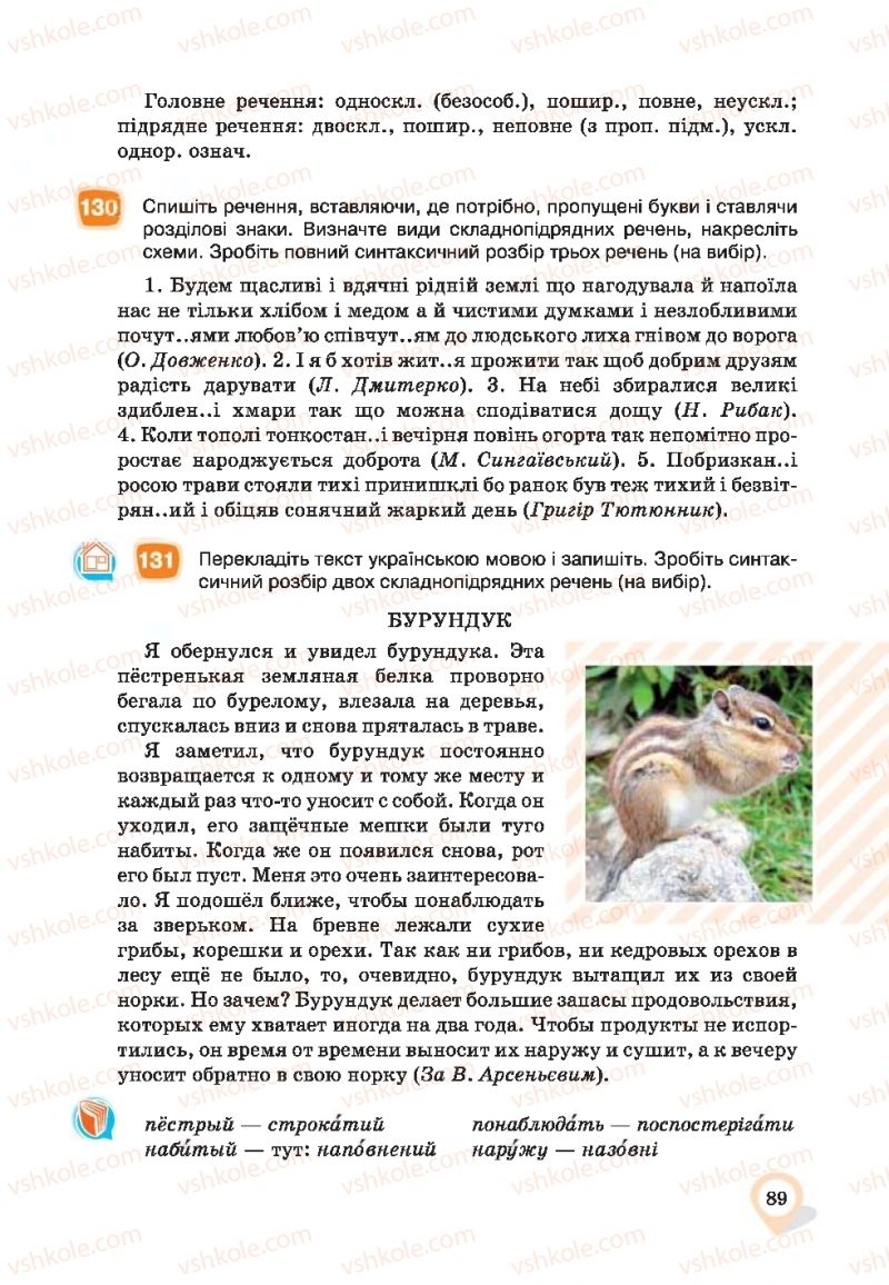 Страница 89 | Підручник Українська мова 9 клас А.А. Ворон, В.А. Солопенко 2017