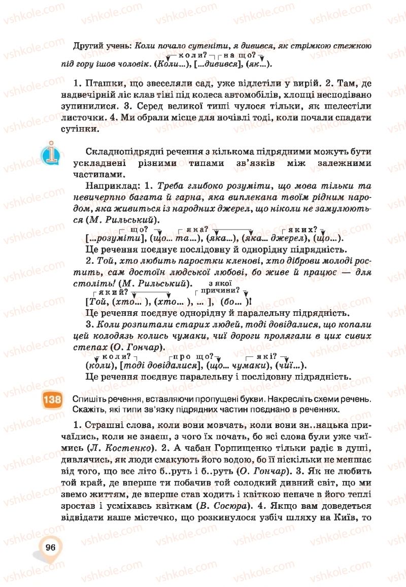 Страница 96 | Підручник Українська мова 9 клас А.А. Ворон, В.А. Солопенко 2017