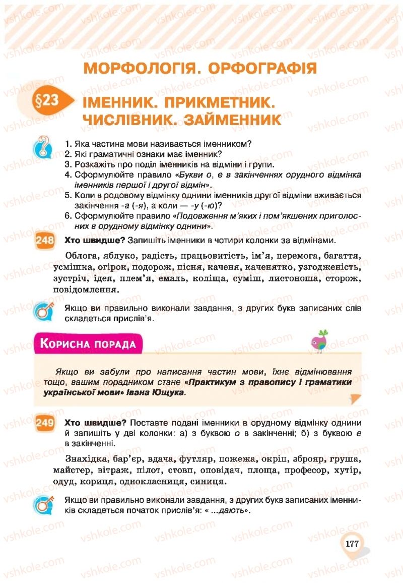 Страница 177 | Підручник Українська мова 9 клас А.А. Ворон, В.А. Солопенко 2017