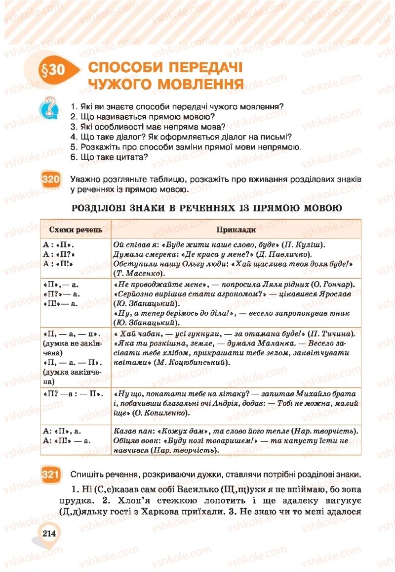 Страница 214 | Підручник Українська мова 9 клас А.А. Ворон, В.А. Солопенко 2017