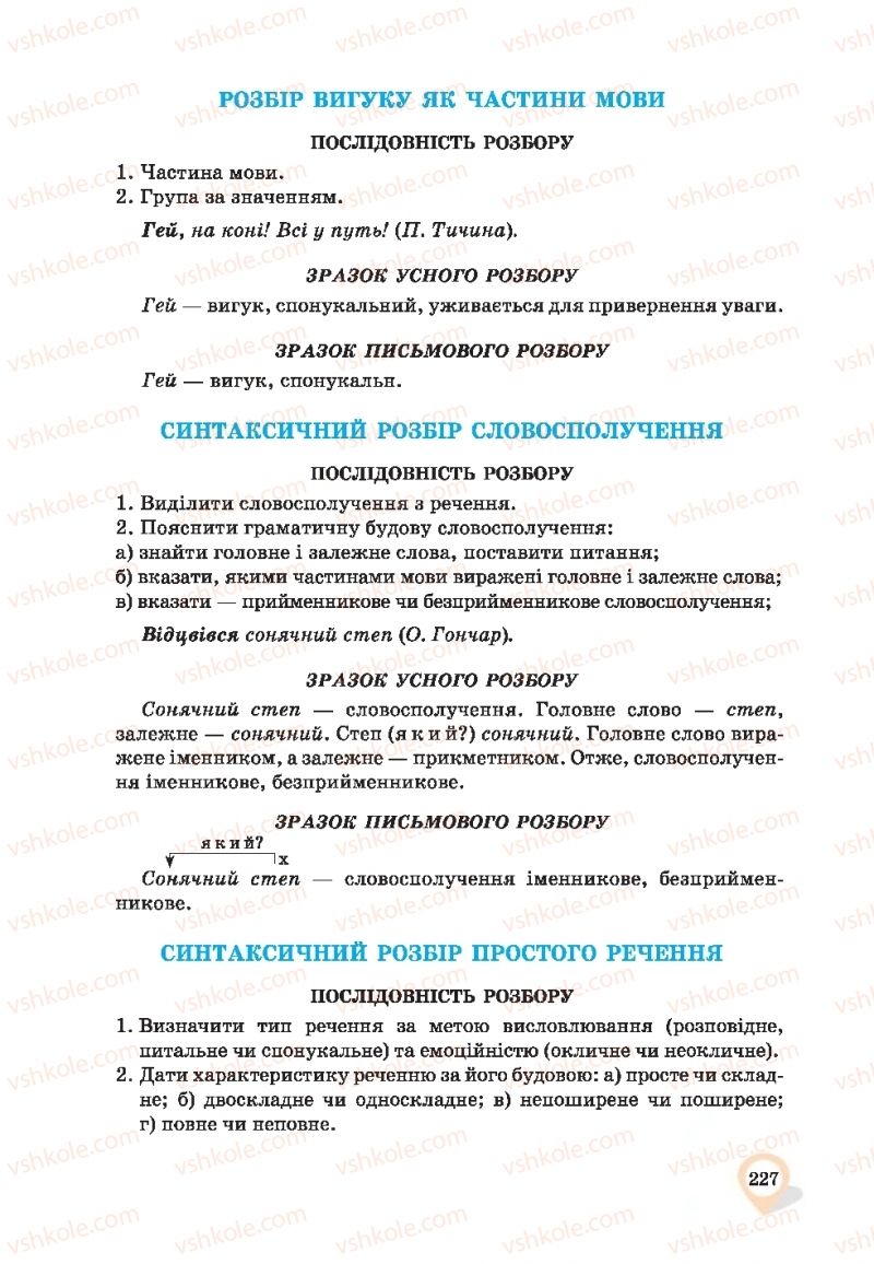 Страница 227 | Підручник Українська мова 9 клас А.А. Ворон, В.А. Солопенко 2017