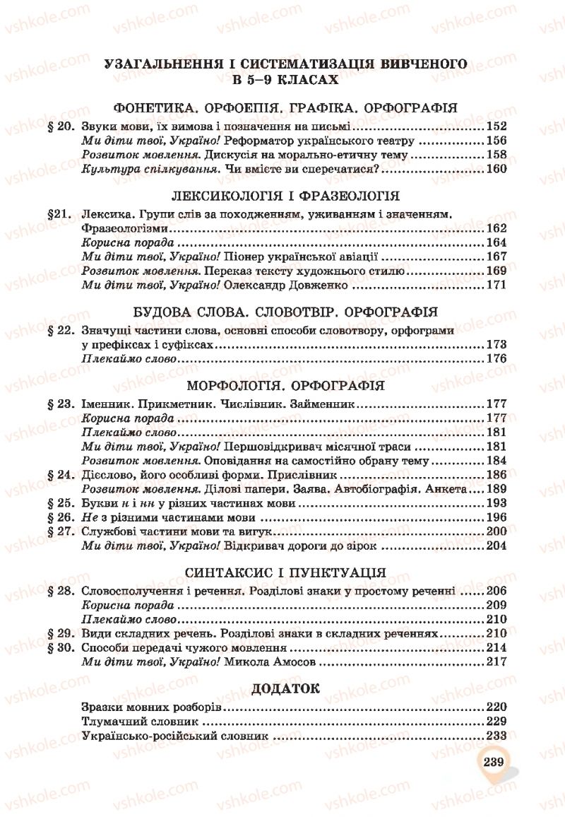 Страница 239 | Підручник Українська мова 9 клас А.А. Ворон, В.А. Солопенко 2017