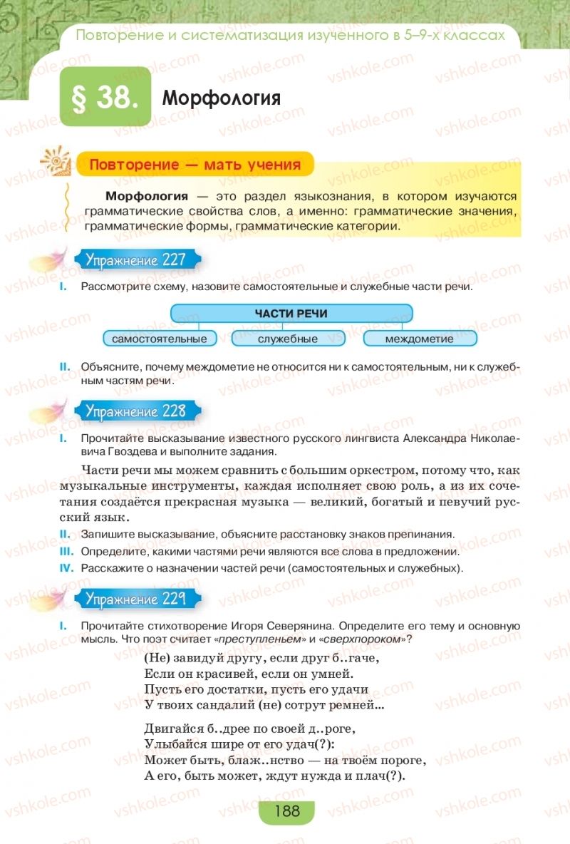 Страница 188 | Підручник Русский язык 9 клас Е.И. Быкова, Л.В. Давидюк, Е.Ф. Рачко 2017