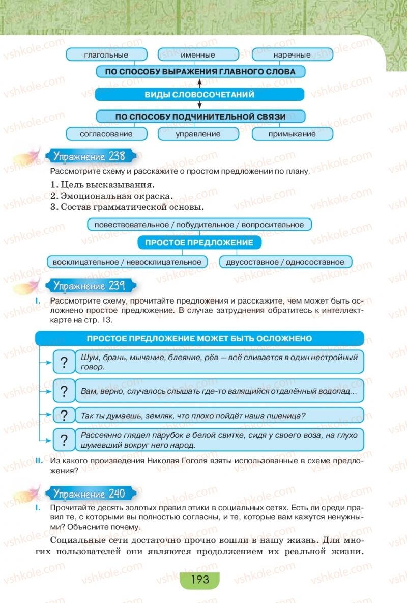 Страница 193 | Підручник Русский язык 9 клас Е.И. Быкова, Л.В. Давидюк, Е.Ф. Рачко 2017