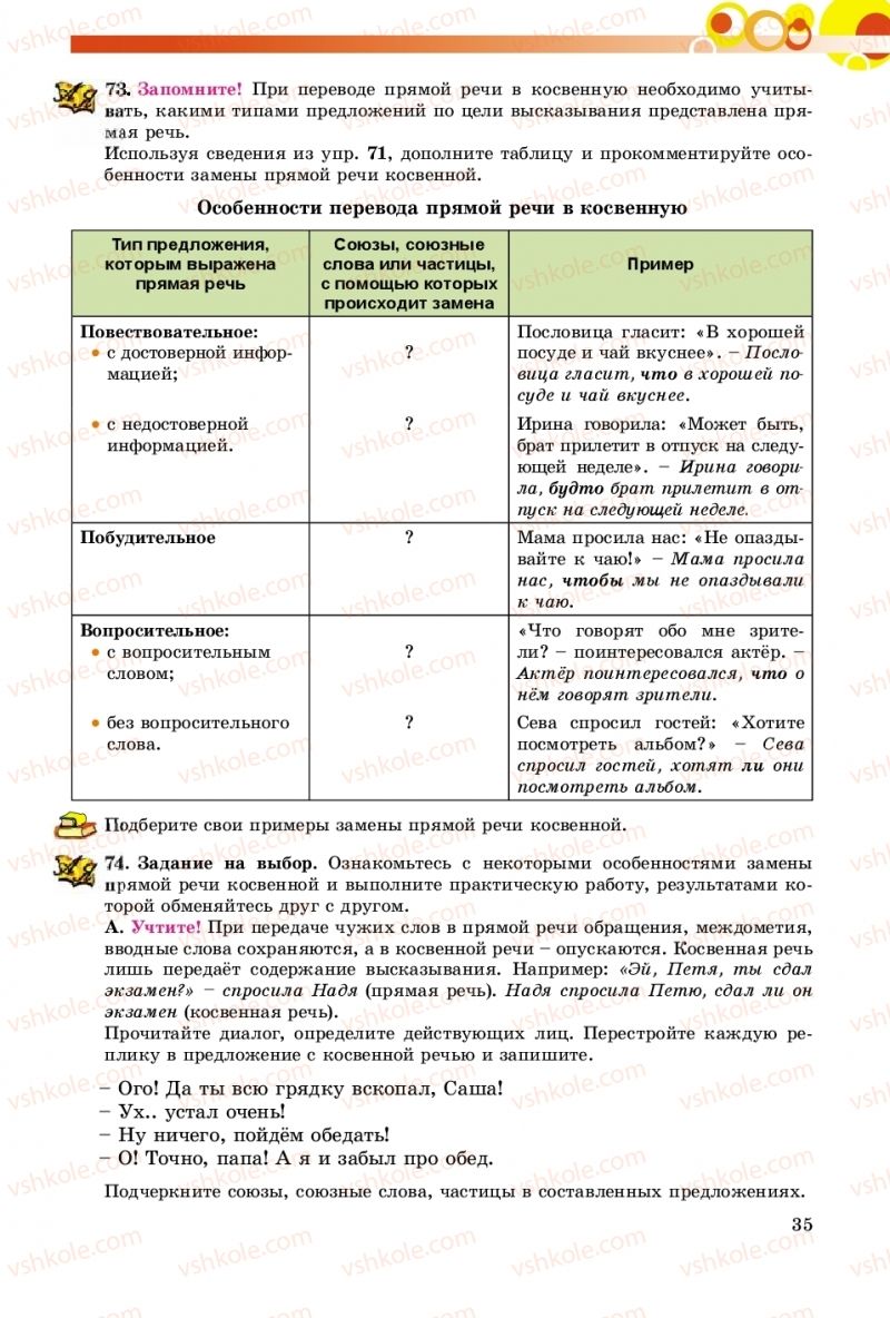 Страница 35 | Підручник Русский язык 9 клас Е.И. Самонова, О.Ю. Крюченкова 2017 9 год обучения