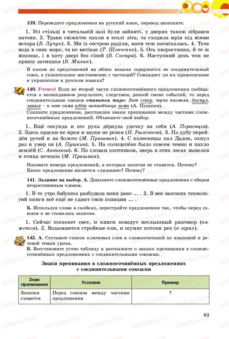 Страница 63 | Підручник Русский язык 9 клас Е.И. Самонова, О.Ю. Крюченкова 2017 9 год обучения