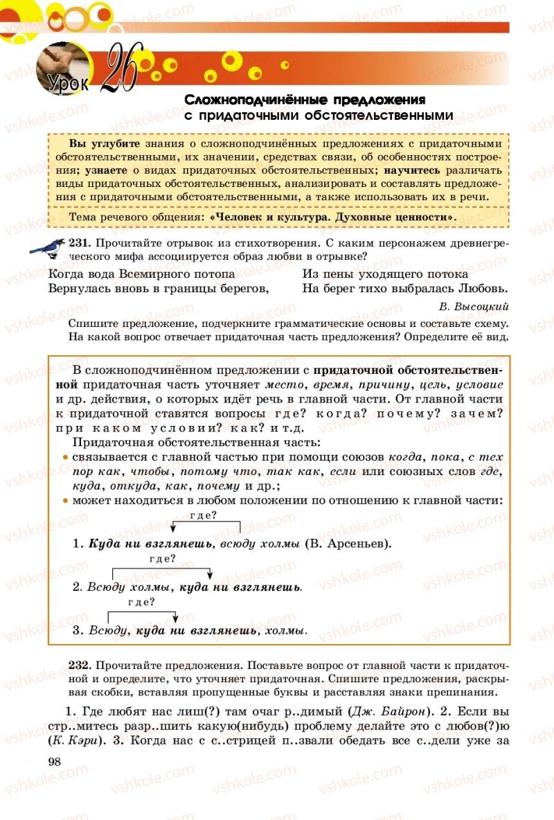 Страница 98 | Підручник Русский язык 9 клас Е.И. Самонова, О.Ю. Крюченкова 2017 9 год обучения