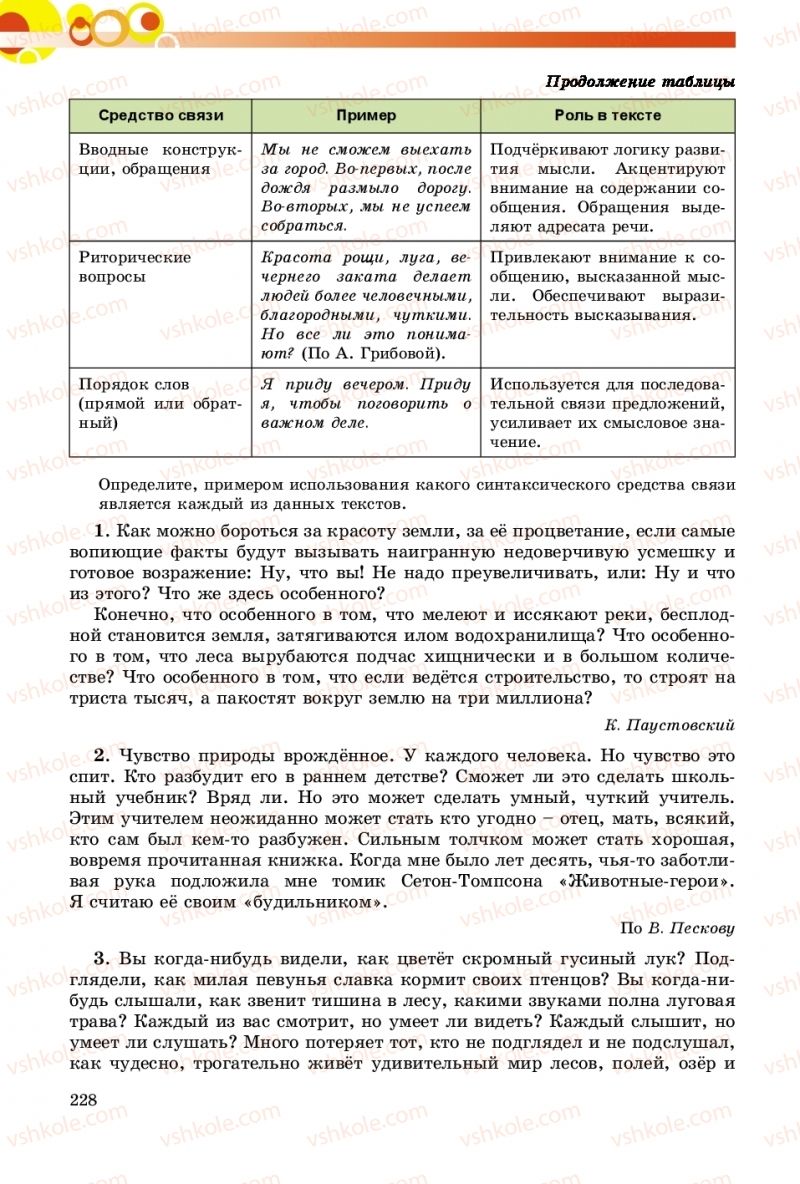 Страница 228 | Підручник Русский язык 9 клас Е.И. Самонова, О.Ю. Крюченкова 2017 9 год обучения