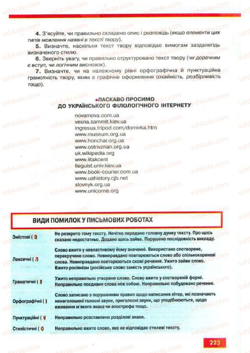 Страница 223 | Підручник Українська мова 9 клас О.П. Глазова, Ю.Б. Кузнецов 2009