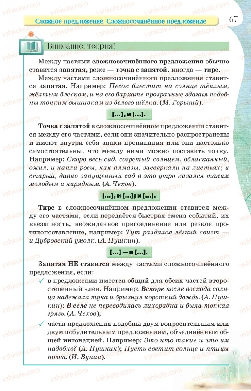 Страница 67 | Підручник Русский язык 9 клас Л.В Давидюк, В.И. Стативка, Е.Л. Фидкевич 2017 9 год обучения
