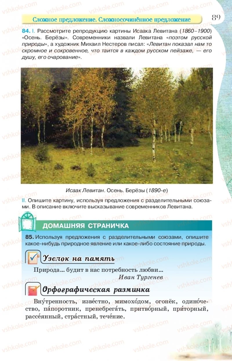 Страница 89 | Підручник Русский язык 9 клас Л.В Давидюк, В.И. Стативка, Е.Л. Фидкевич 2017 9 год обучения