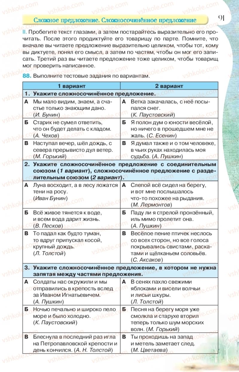 Страница 91 | Підручник Русский язык 9 клас Л.В Давидюк, В.И. Стативка, Е.Л. Фидкевич 2017 9 год обучения