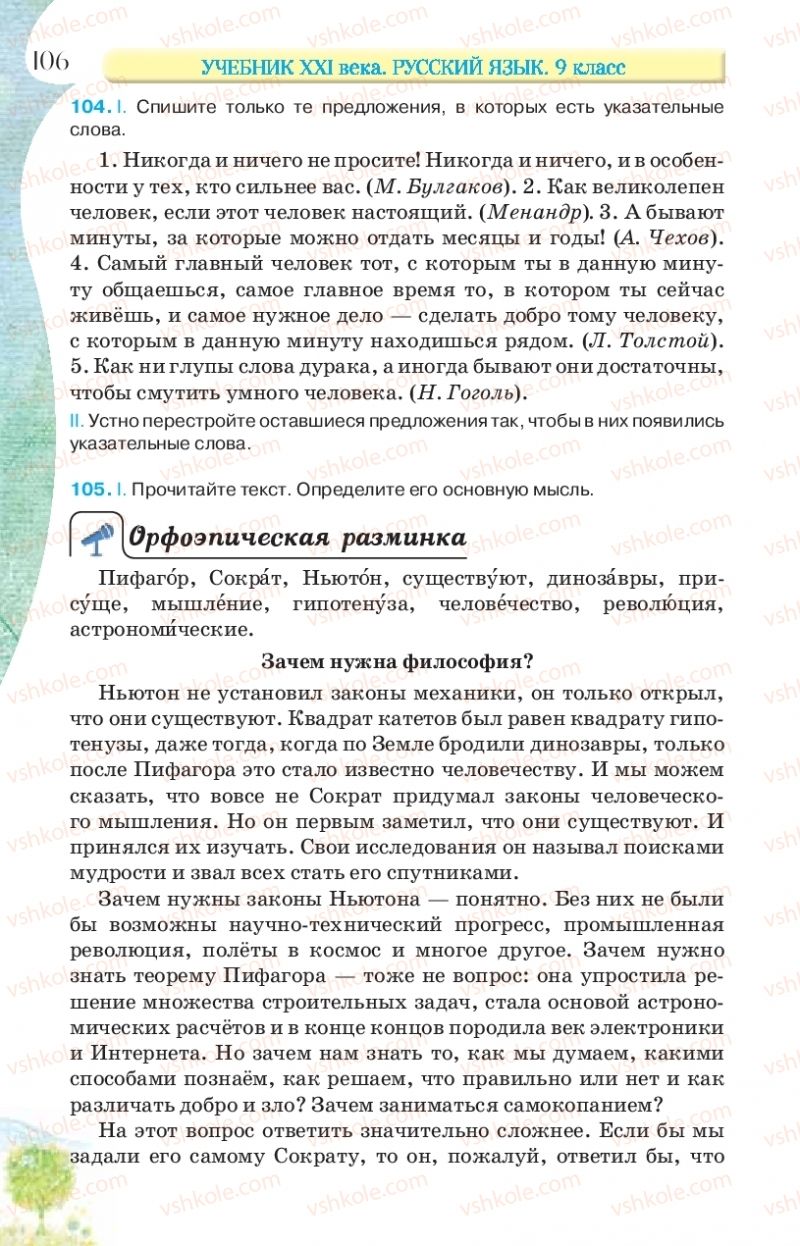 Страница 106 | Підручник Русский язык 9 клас Л.В Давидюк, В.И. Стативка, Е.Л. Фидкевич 2017 9 год обучения