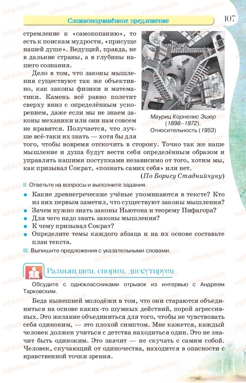 Страница 107 | Підручник Русский язык 9 клас Л.В Давидюк, В.И. Стативка, Е.Л. Фидкевич 2017 9 год обучения