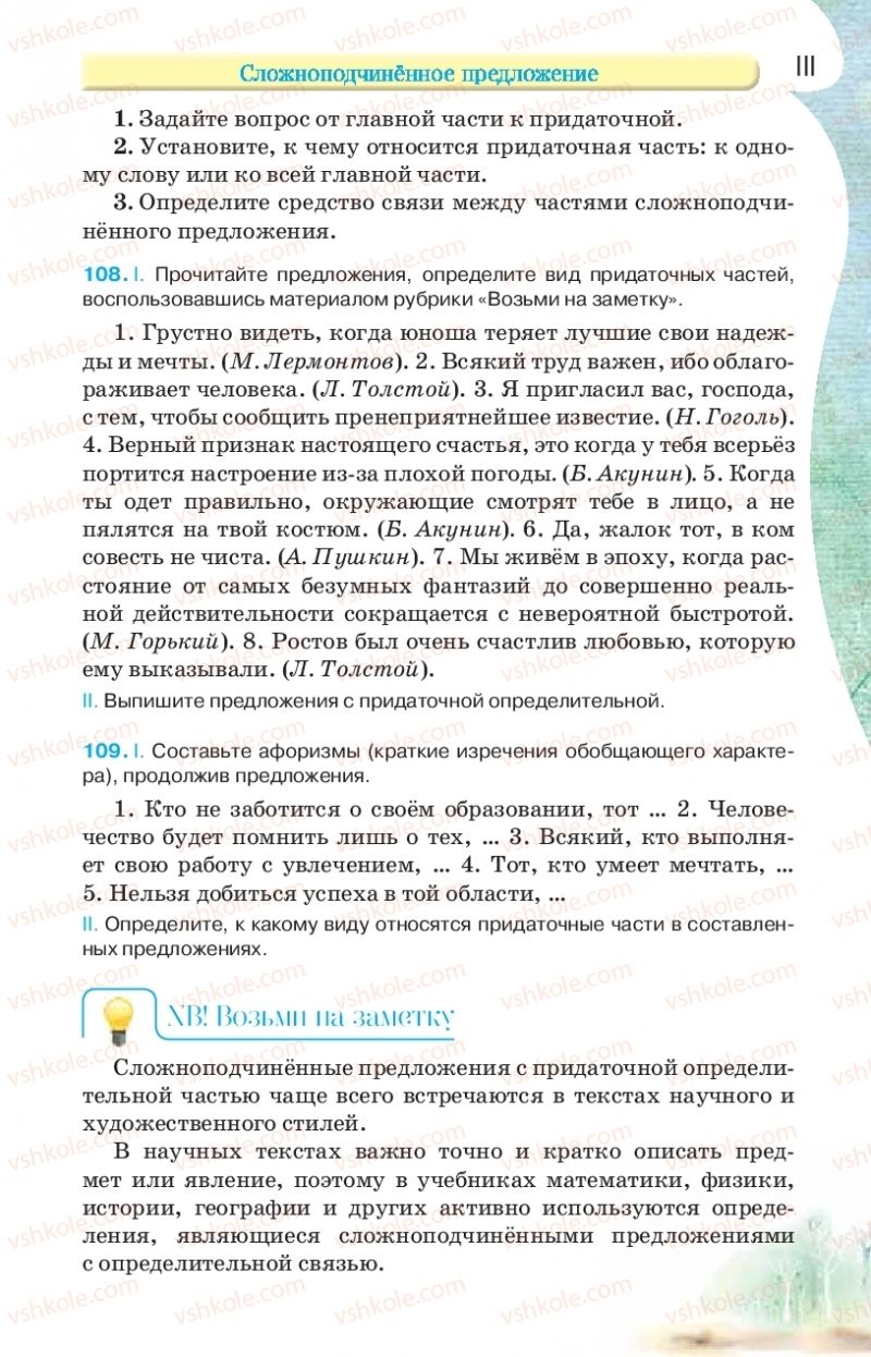 Страница 111 | Підручник Русский язык 9 клас Л.В Давидюк, В.И. Стативка, Е.Л. Фидкевич 2017 9 год обучения
