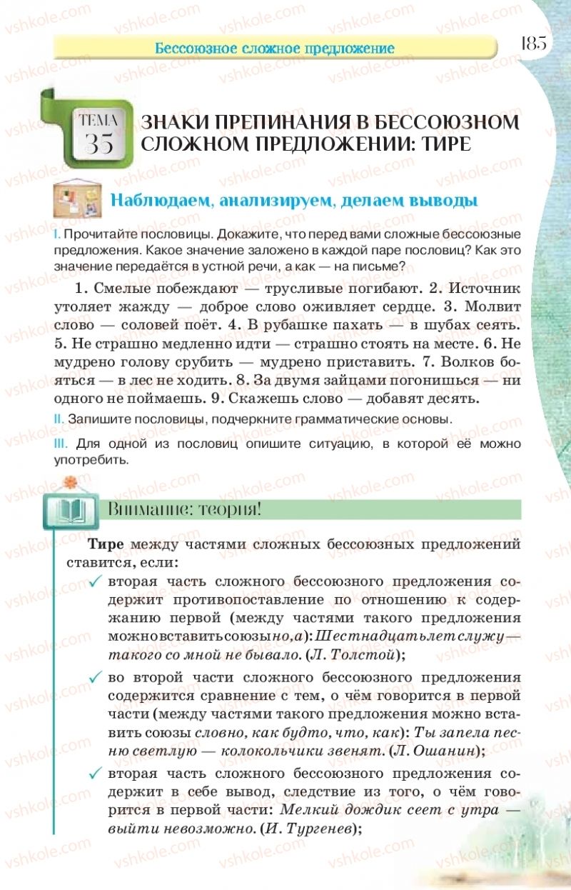 Страница 185 | Підручник Русский язык 9 клас Л.В Давидюк, В.И. Стативка, Е.Л. Фидкевич 2017 9 год обучения