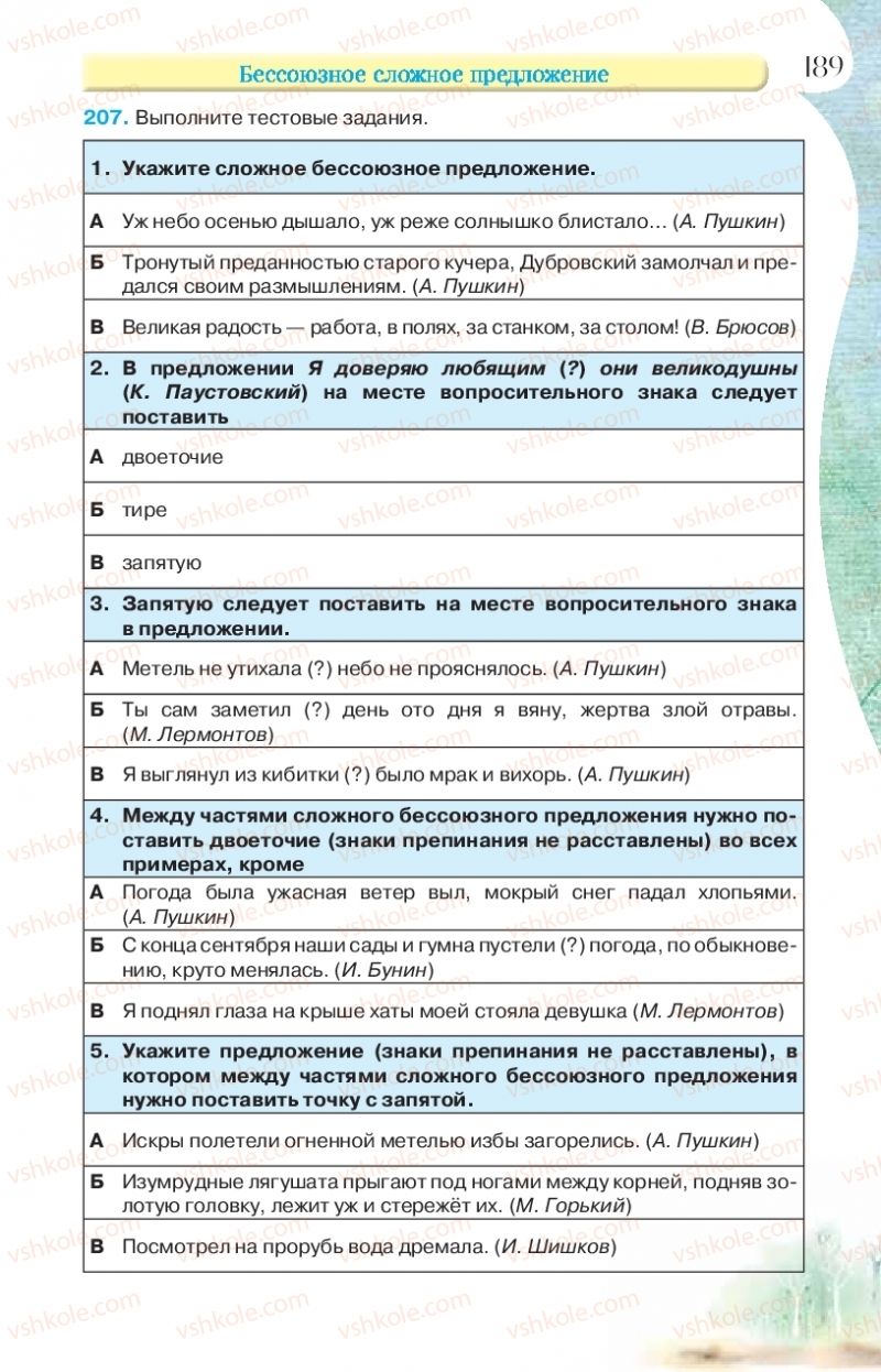 Страница 189 | Підручник Русский язык 9 клас Л.В Давидюк, В.И. Стативка, Е.Л. Фидкевич 2017 9 год обучения