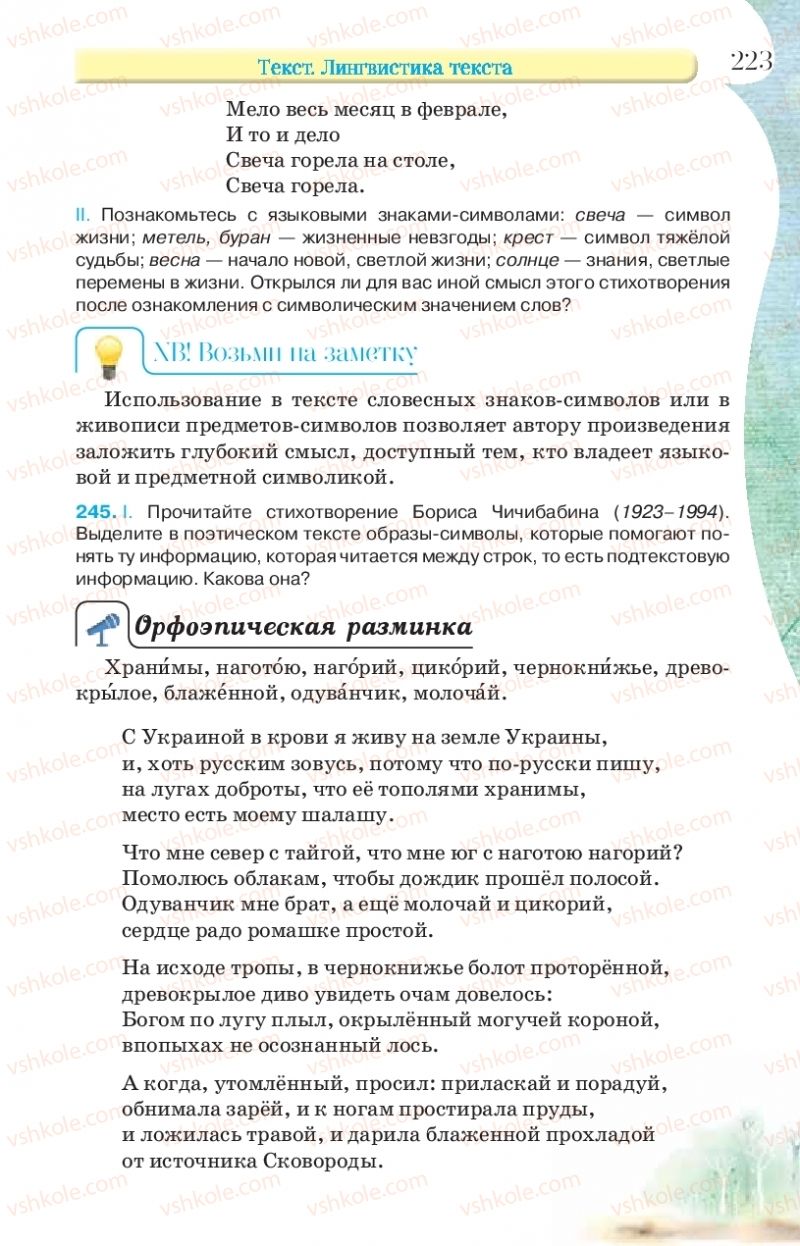 Страница 223 | Підручник Русский язык 9 клас Л.В Давидюк, В.И. Стативка, Е.Л. Фидкевич 2017 9 год обучения