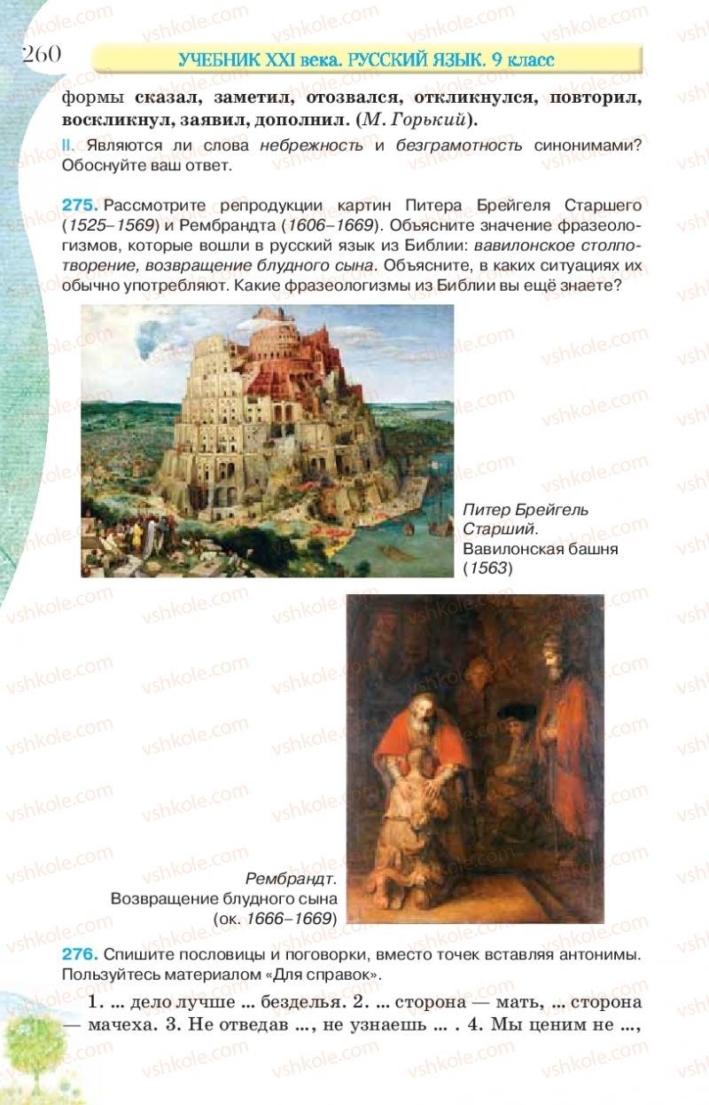 Страница 260 | Підручник Русский язык 9 клас Л.В Давидюк, В.И. Стативка, Е.Л. Фидкевич 2017 9 год обучения