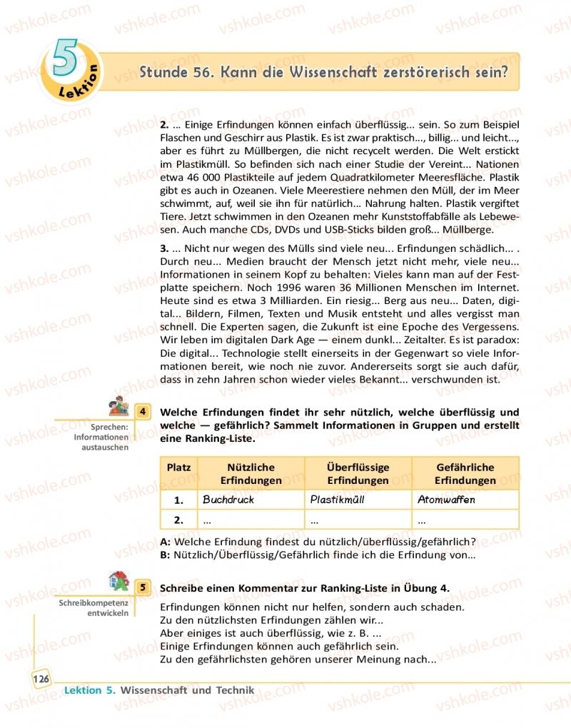 Страница 126 | Підручник Німецька мова 9 клас С.І. Сотникова, Г.В. Гоголєва 2017 9 рік навчання