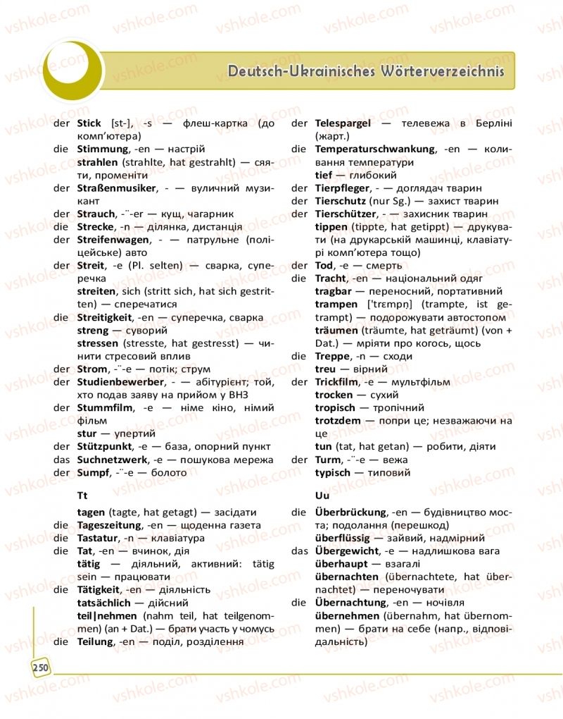 Страница 250 | Підручник Німецька мова 9 клас С.І. Сотникова, Г.В. Гоголєва 2017 9 рік навчання