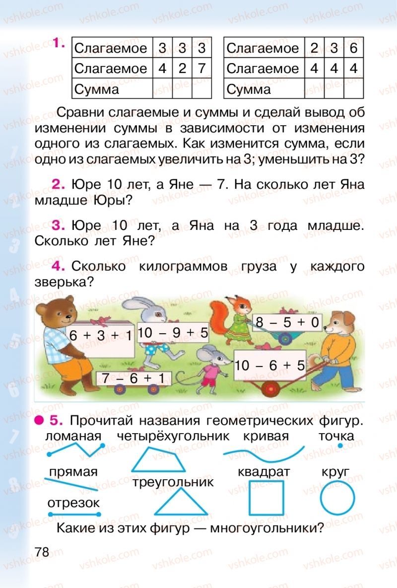 Страница 78 | Підручник Математика 1 клас М. В. Богданович, Г. П. Лишенко 2012 На російській мові