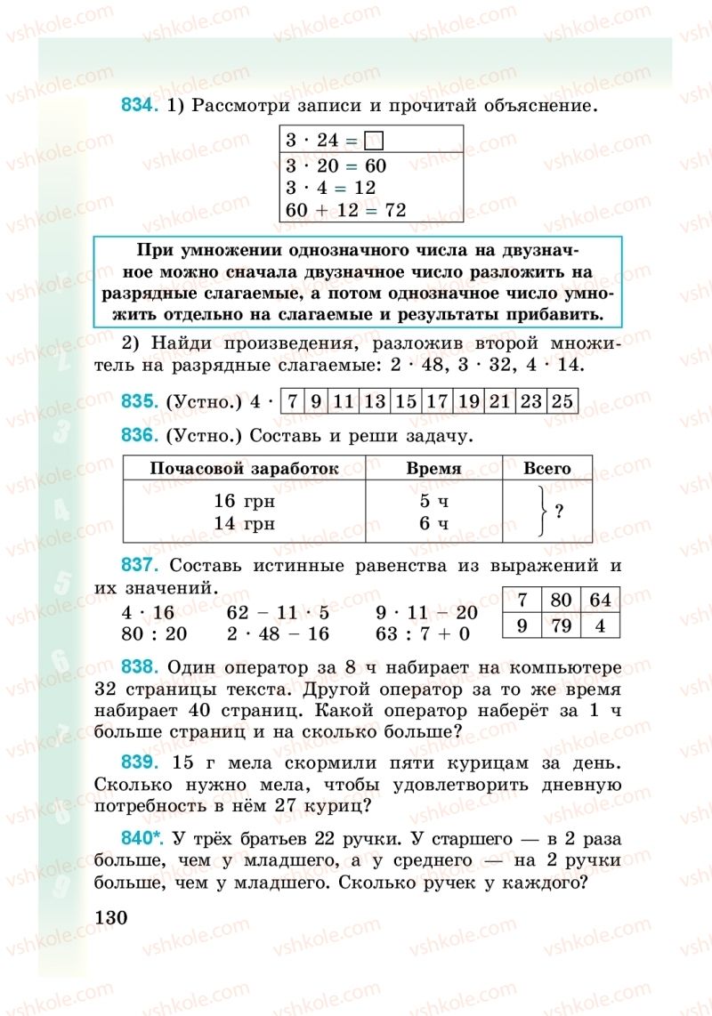 Страница 130 | Підручник Математика 3 клас М. В. Богданович, Г. П. Лишенко 2014 На російській мові