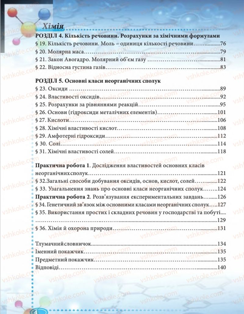 Страница 4 | Підручник Хімія 8 клас Н.М. Буринська  2016