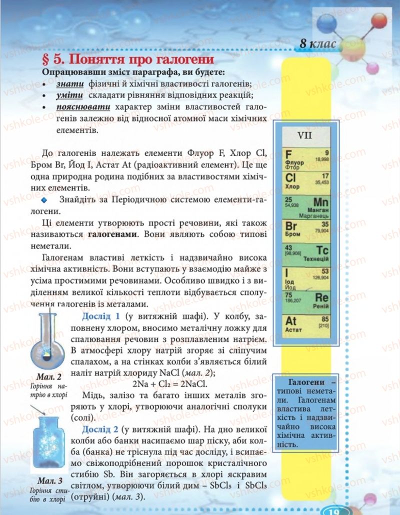 Страница 19 | Підручник Хімія 8 клас Н.М. Буринська  2016