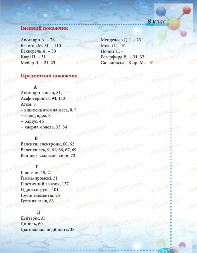 Страница 135 | Підручник Хімія 8 клас Н.М. Буринська  2016