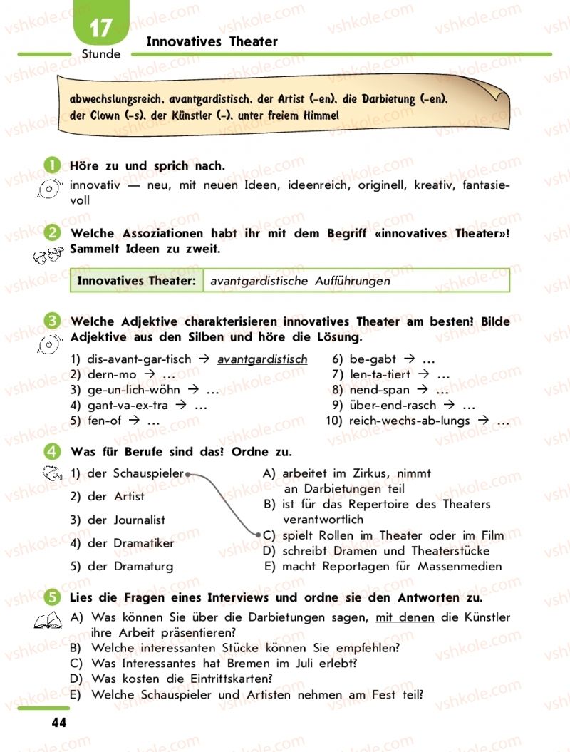 Страница 44 | Підручник Німецька мова 9 клас С.І. Сотникова, Г.В. Гоголєва 2017 5-й рік навчання