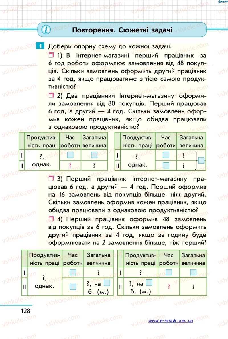 Страница 128 | Підручник Математика 4 клас С.О. Скворцова, О.В. Онопрієнко 2015 2 частина