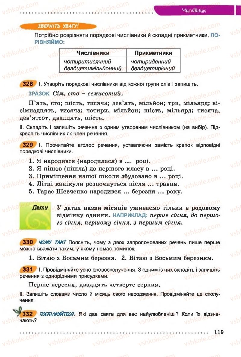 Страница 119 | Підручник Українська мова 6 клас О.В. Заболотний, В.В. Заболотний 2014 На російській мові
