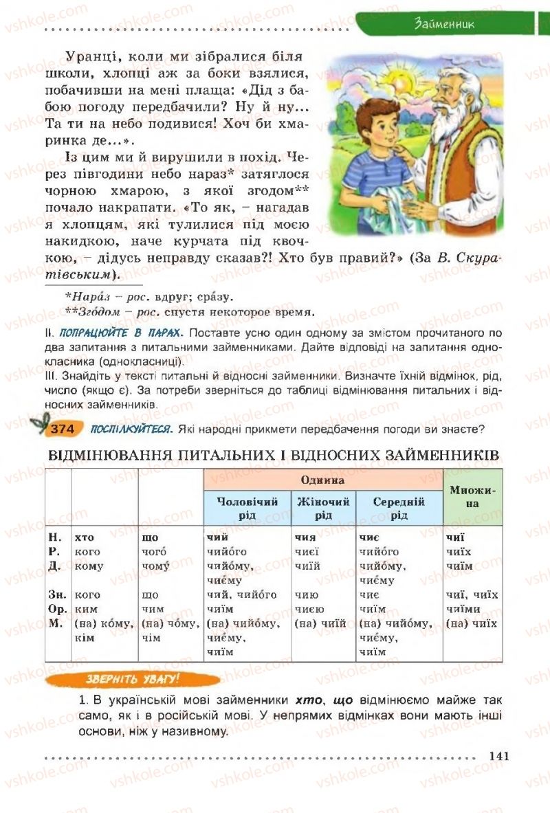 Страница 141 | Підручник Українська мова 6 клас О.В. Заболотний, В.В. Заболотний 2014 На російській мові