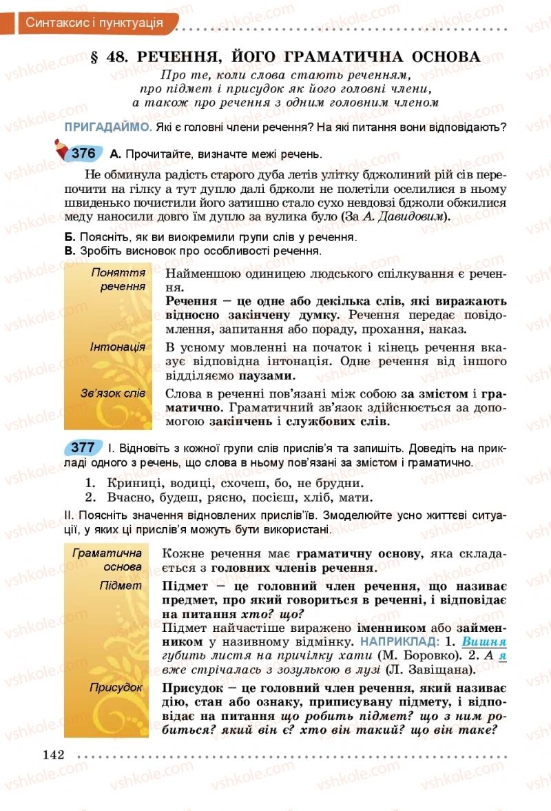 Страница 142 | Підручник Українська мова 5 клас О.В. Заболотний, В.В. Заболотний 2018
