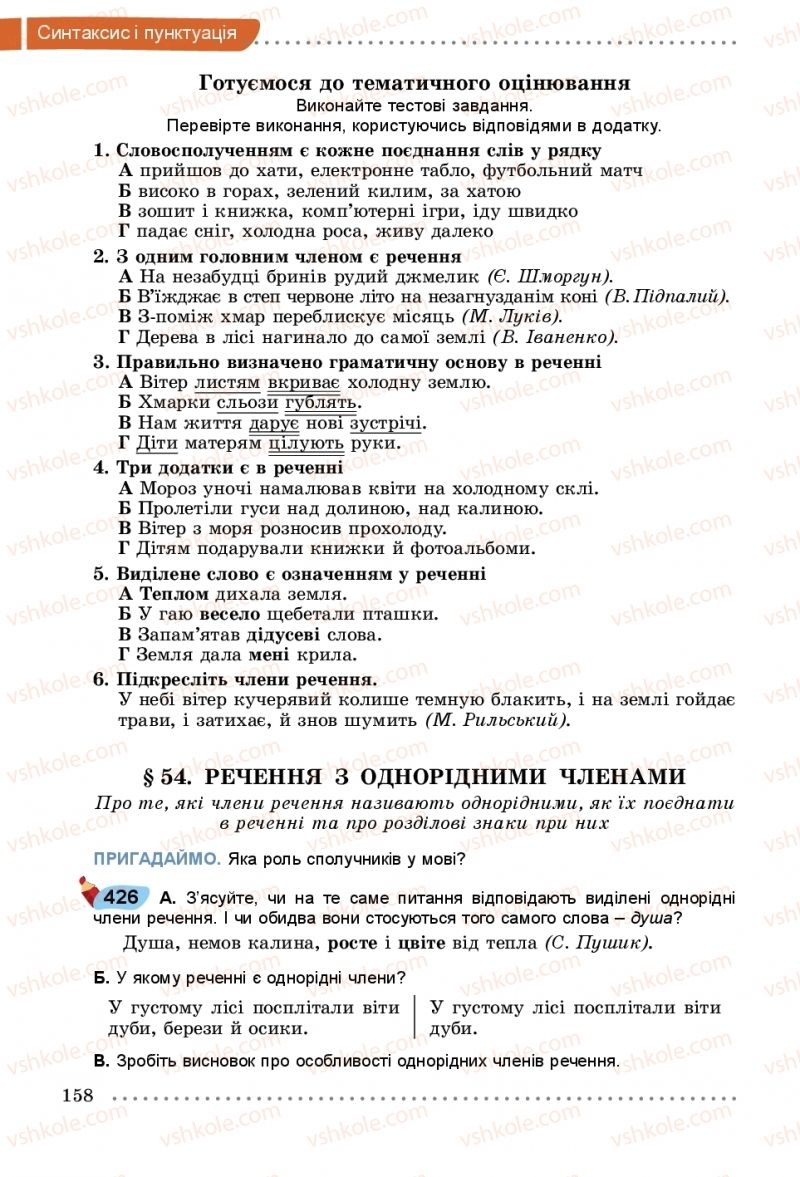 Страница 158 | Підручник Українська мова 5 клас О.В. Заболотний, В.В. Заболотний 2018