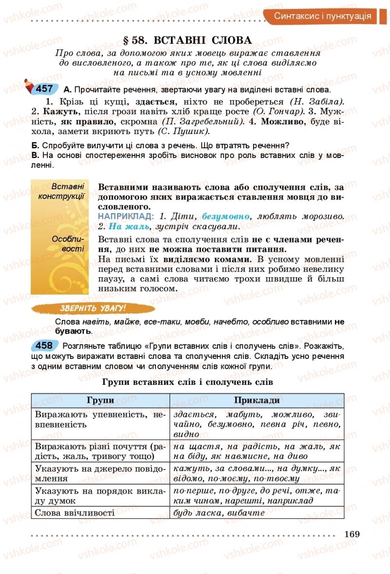 Страница 169 | Підручник Українська мова 5 клас О.В. Заболотний, В.В. Заболотний 2018