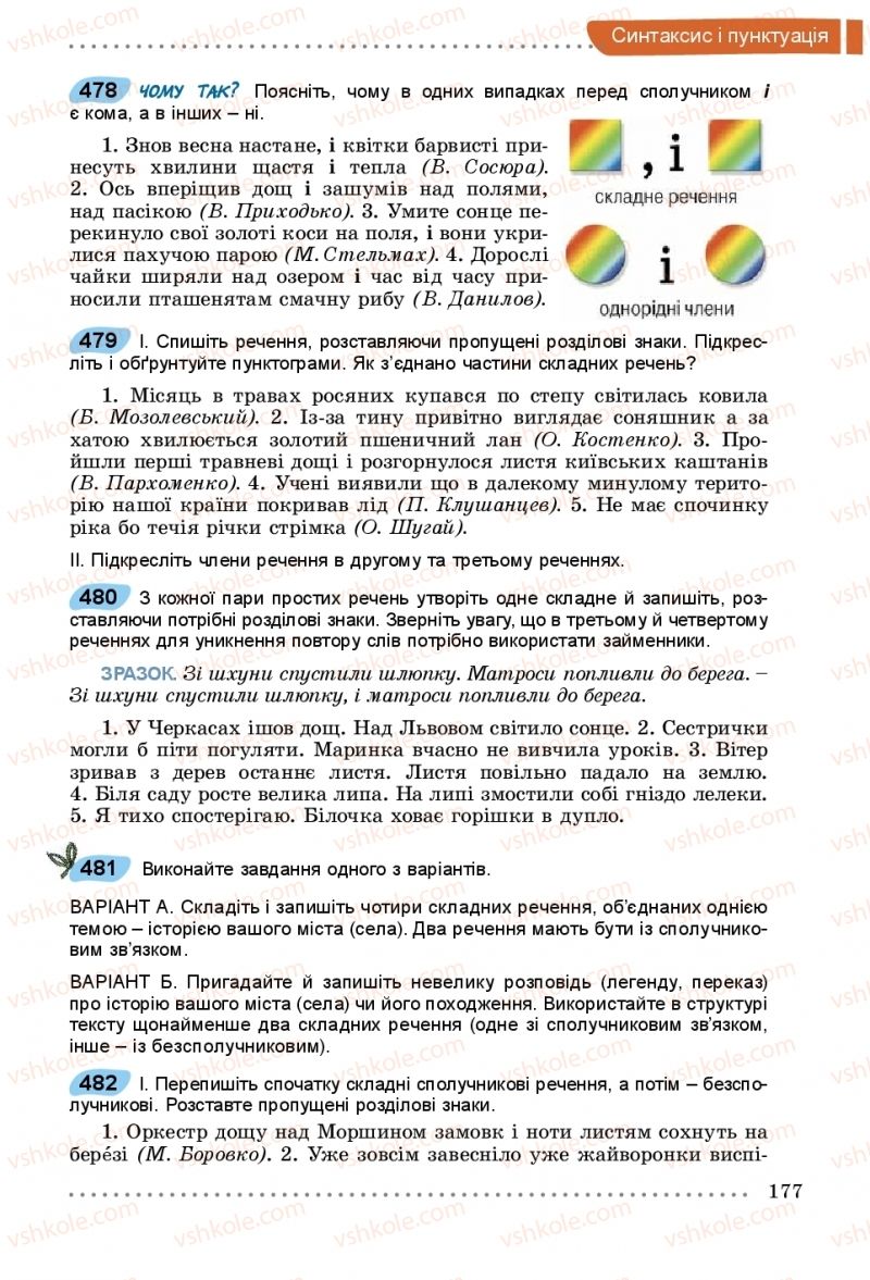 Страница 177 | Підручник Українська мова 5 клас О.В. Заболотний, В.В. Заболотний 2018